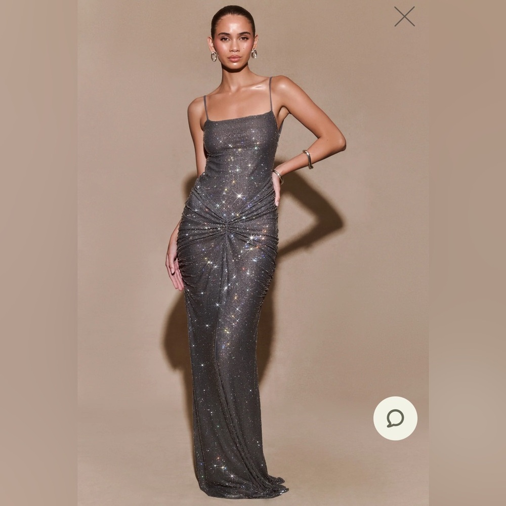 Meshki Roisin Diamante Satin Maxi Dress